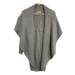 Alpaca Fina Cardigan One Size Sweater Gray Open Front Ribbed Long Sleeve Texture